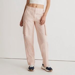 Madewell Garment-Dyed Low-Slung Straight Cargo Pants in Faded Petal